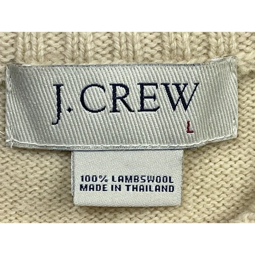 Vintage J Crew Men Cream 100% Lambswool L/S Fair Isle Sweater size‎ L.